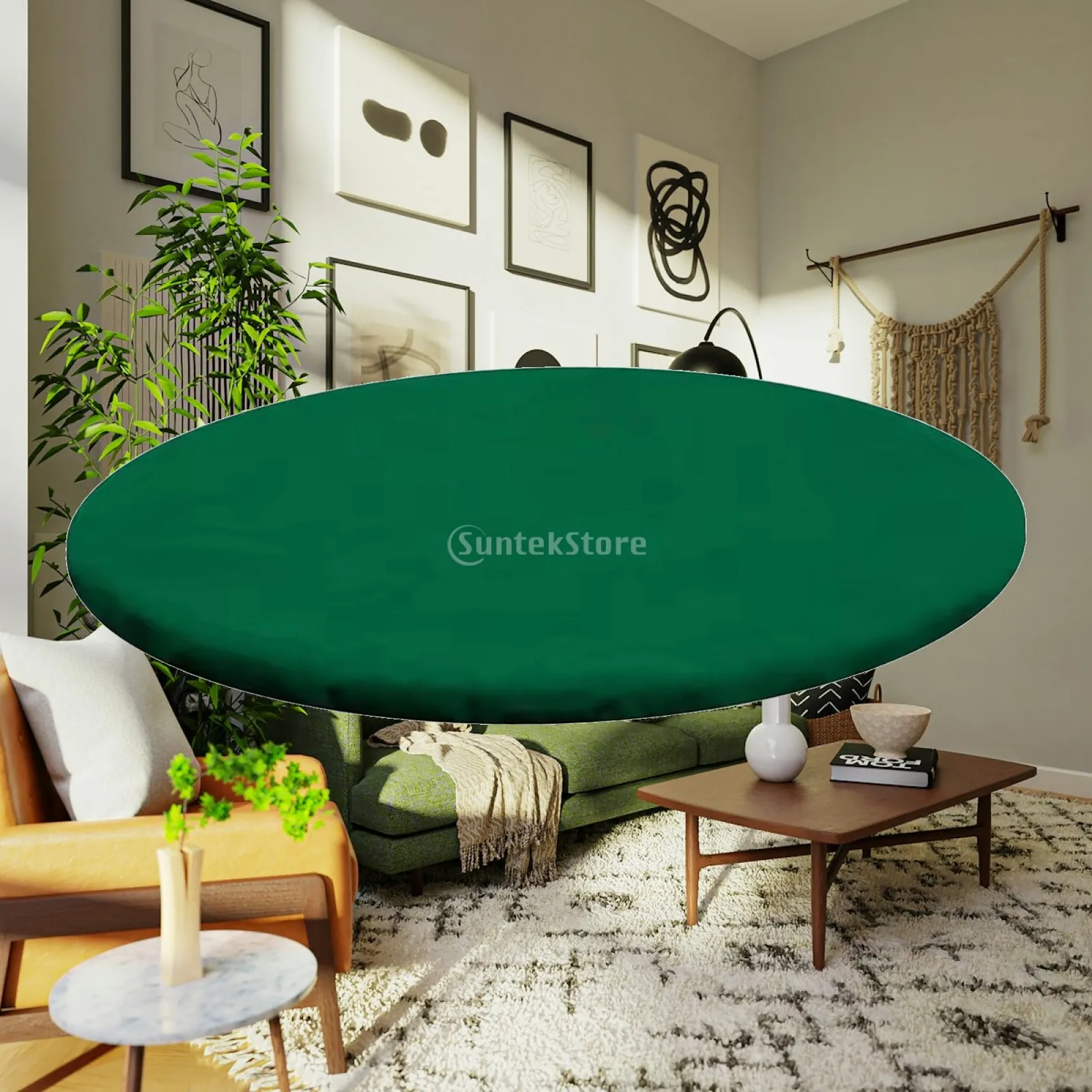 Game Table Cover Round Felt Table Mat Quick Setup Table Topper for Mahjong Playing Cards Board Games 90cm Portable