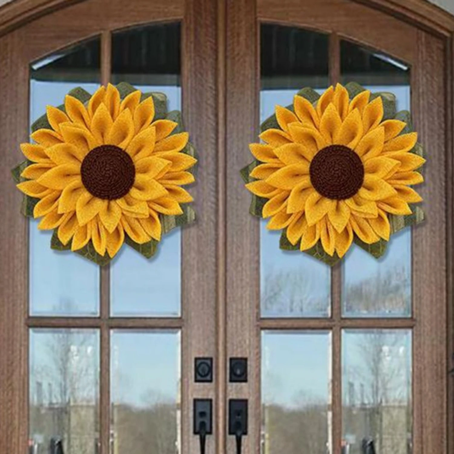 Sunflower Wreath 16in Artificial Yellow Sunflower Spring Summer Wreath Front Door Wreath for Indoor Outdoor  Office Wall Wedding