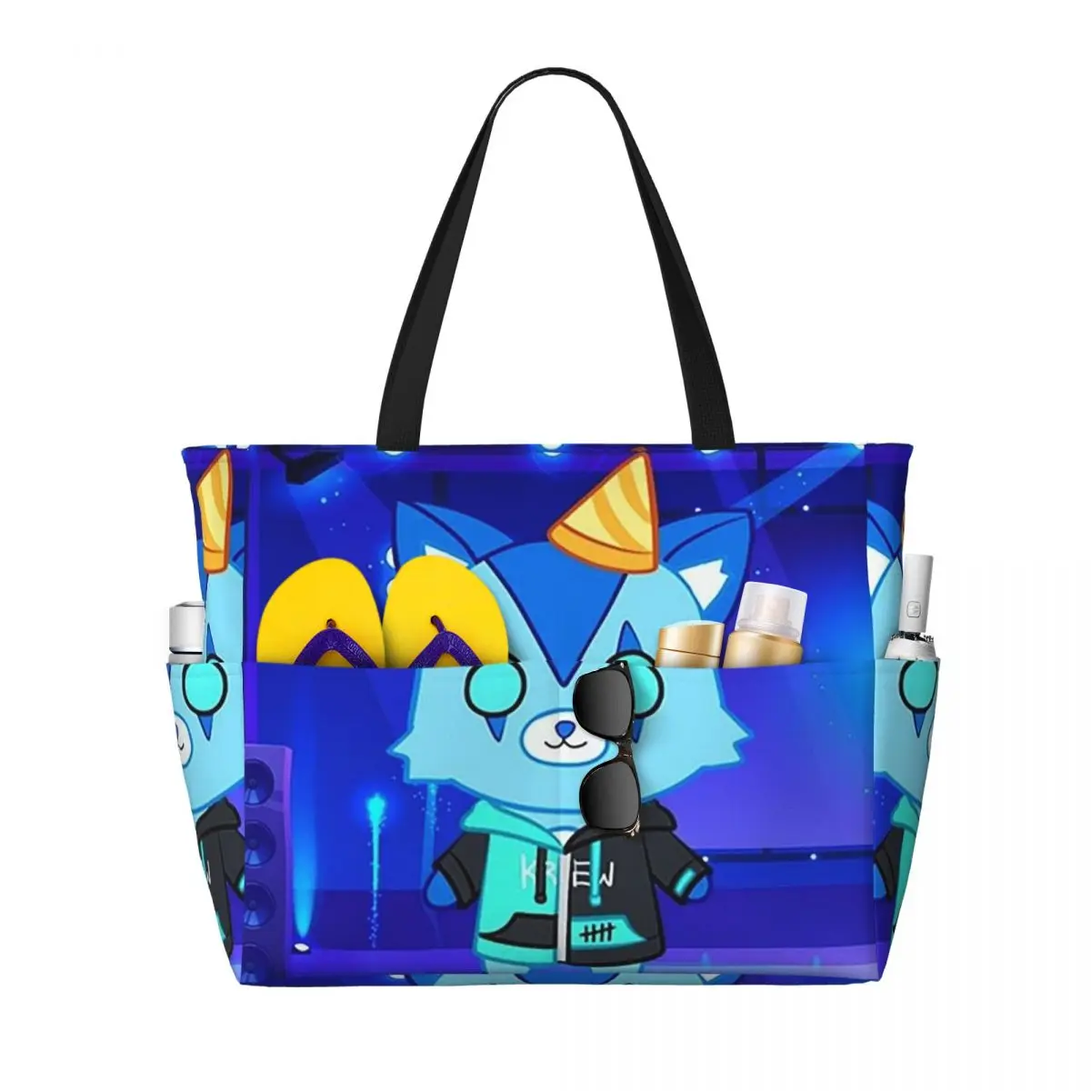 

Cartoon ItsFunneh Krew District 1 Beach Tote Bag Sport Gym Yoga Duffle Large Tote Bag Women Travel Bag Fitness bag
