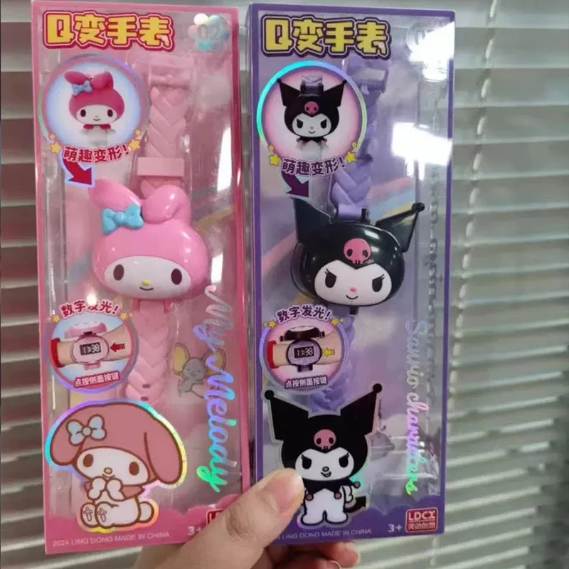 Sanrios jam tangan anak-anak mode bercahaya anak hadiah siswa jam tangan kartun Anime lucu Kuromi Melody Cinnamoroll hadiah siswa