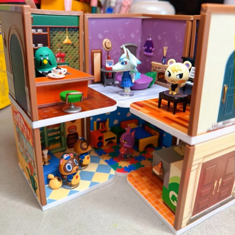 리멘트 동물의 숲 해피룸 블라인드 박스 미니어처 데스크탑 장식 피규어 컬렉션 어린이 크리스마스 선물 오리지널