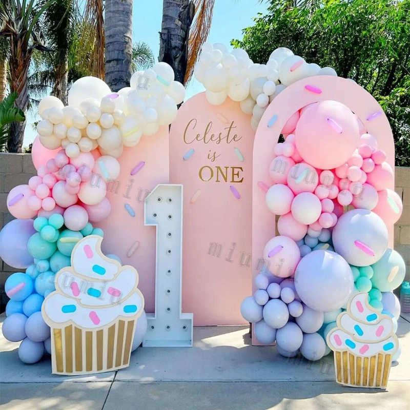 Macaron Rainbow Theme Balloon Garland Arch Kit Girls Pastel Birthday Wedding Party Pink Blue Balloons Baby Shower Decorations