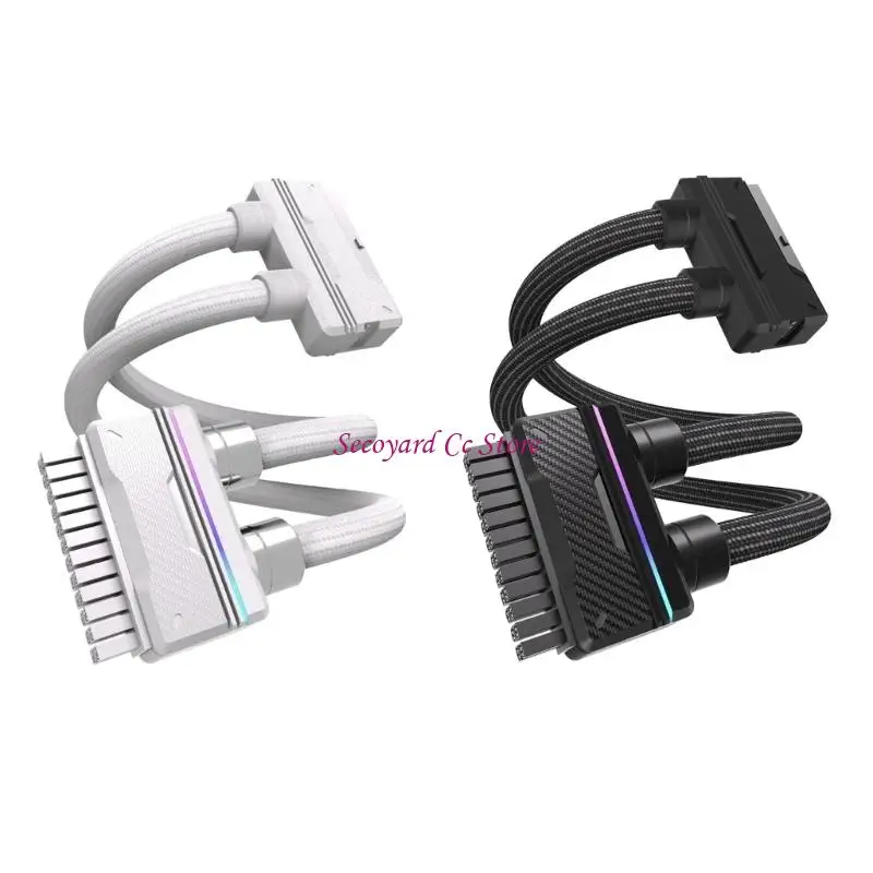 N3UC Low Profile 90 Degree 24Pin Extension Cord Supporting Customizable RGBs Effects For Customs Setups
