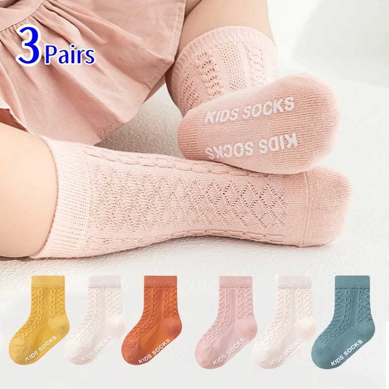 3Pairs/lot Children's Socks For Girls Boys Cotton Casual Kids Sock Spring Summer Baby Toddler Floor Home Sock Non-slip 1-5Years