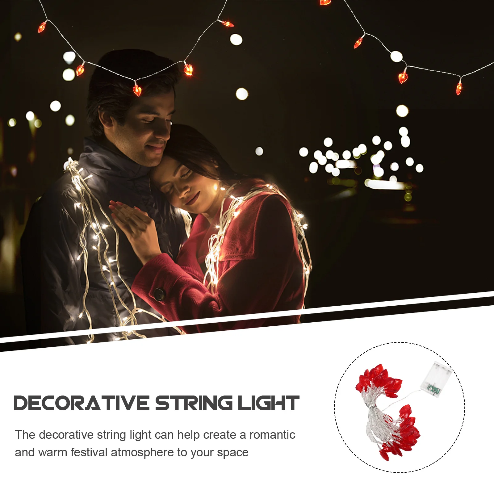 

Heart Shape LED String Lights Decorative Romantic Valentines Day Wedding Party Bedroom Indoor Outdoor Festival Atmosphere