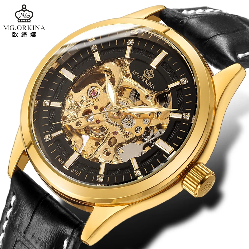2025 New Men Luxury Automatic Mechanical Watch Waterproof Sports Leather Waterproof Skeleton Watches Mens Relogio Masculino