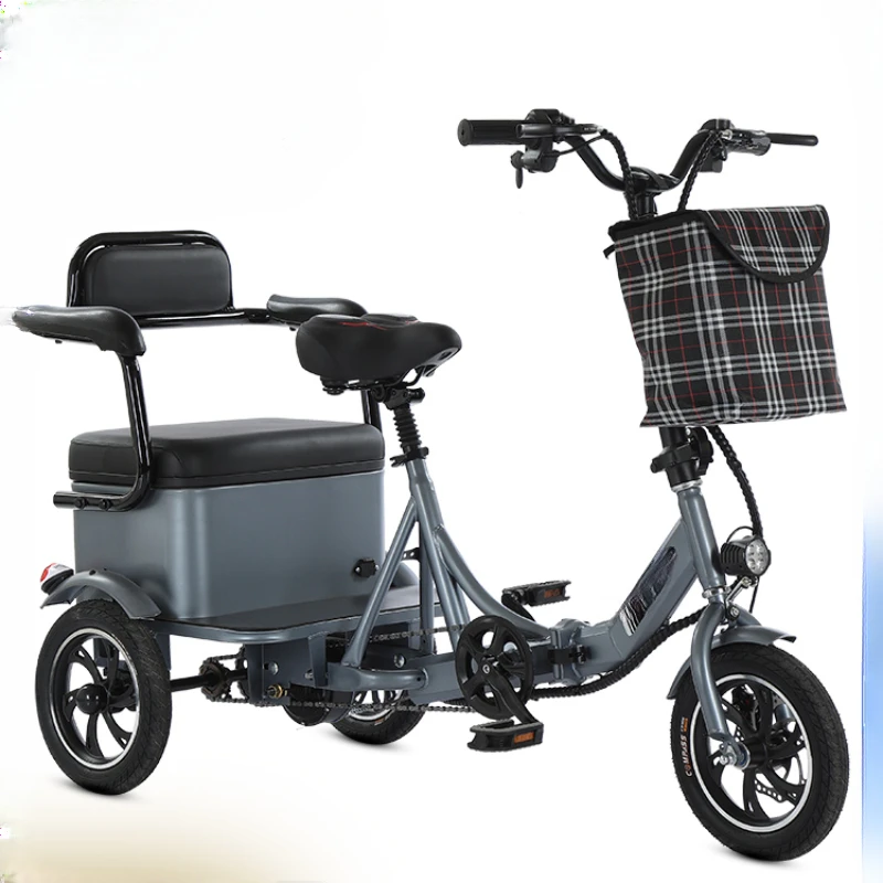 Small mini human pedal electric tricycle for middle-aged and elderly people