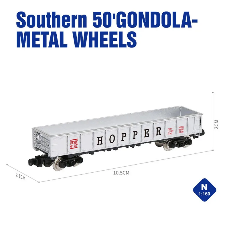 

HF 1:160 Scale Southern 50'Gondola-Metal Wheels Simulation Car Alloy Model Static Display Collectible Gift Souvenir Decoration