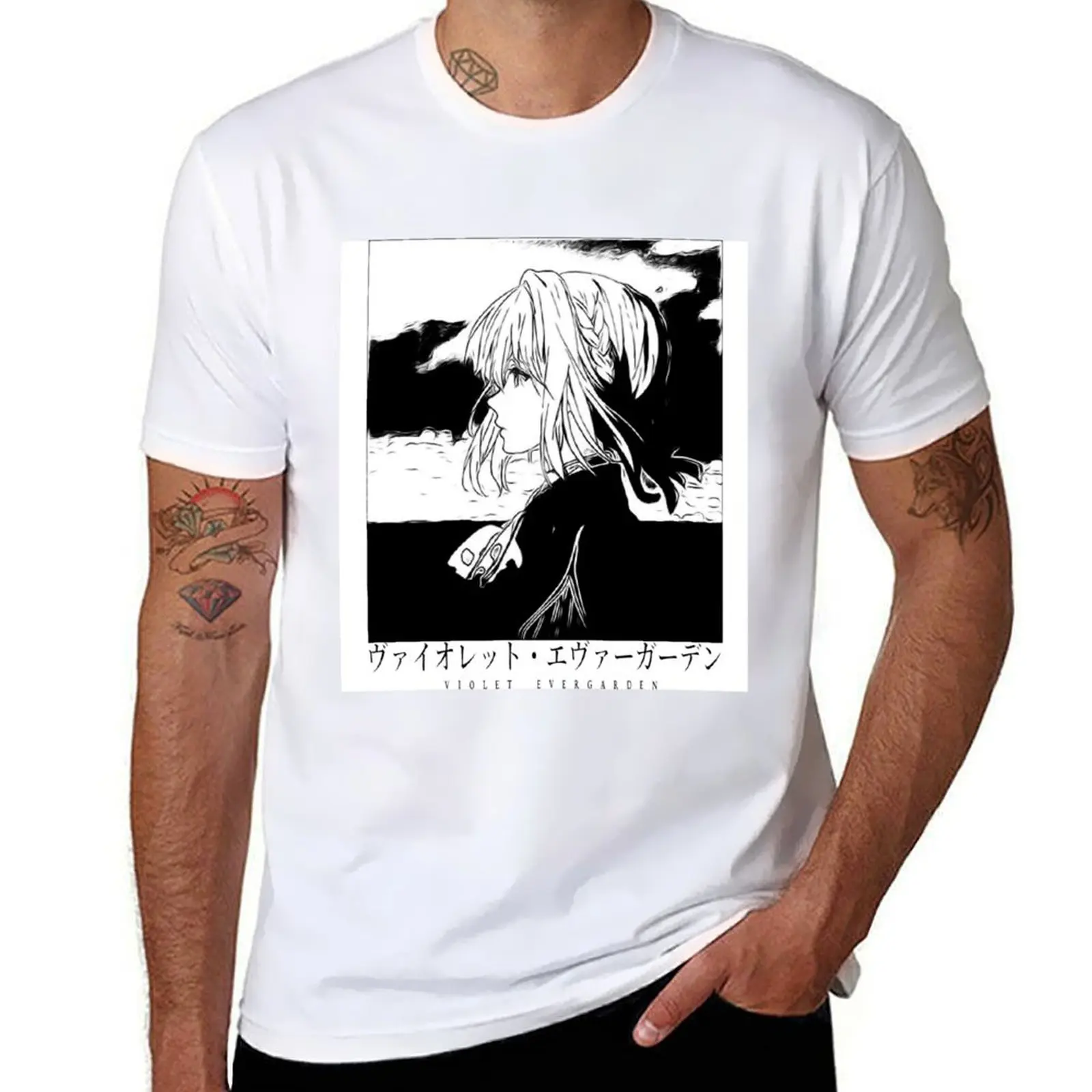 

t cotton man shirts t 100% graphic Violet Evergarden Violet shirts shirts t (Mono) prints - with T-Shirt