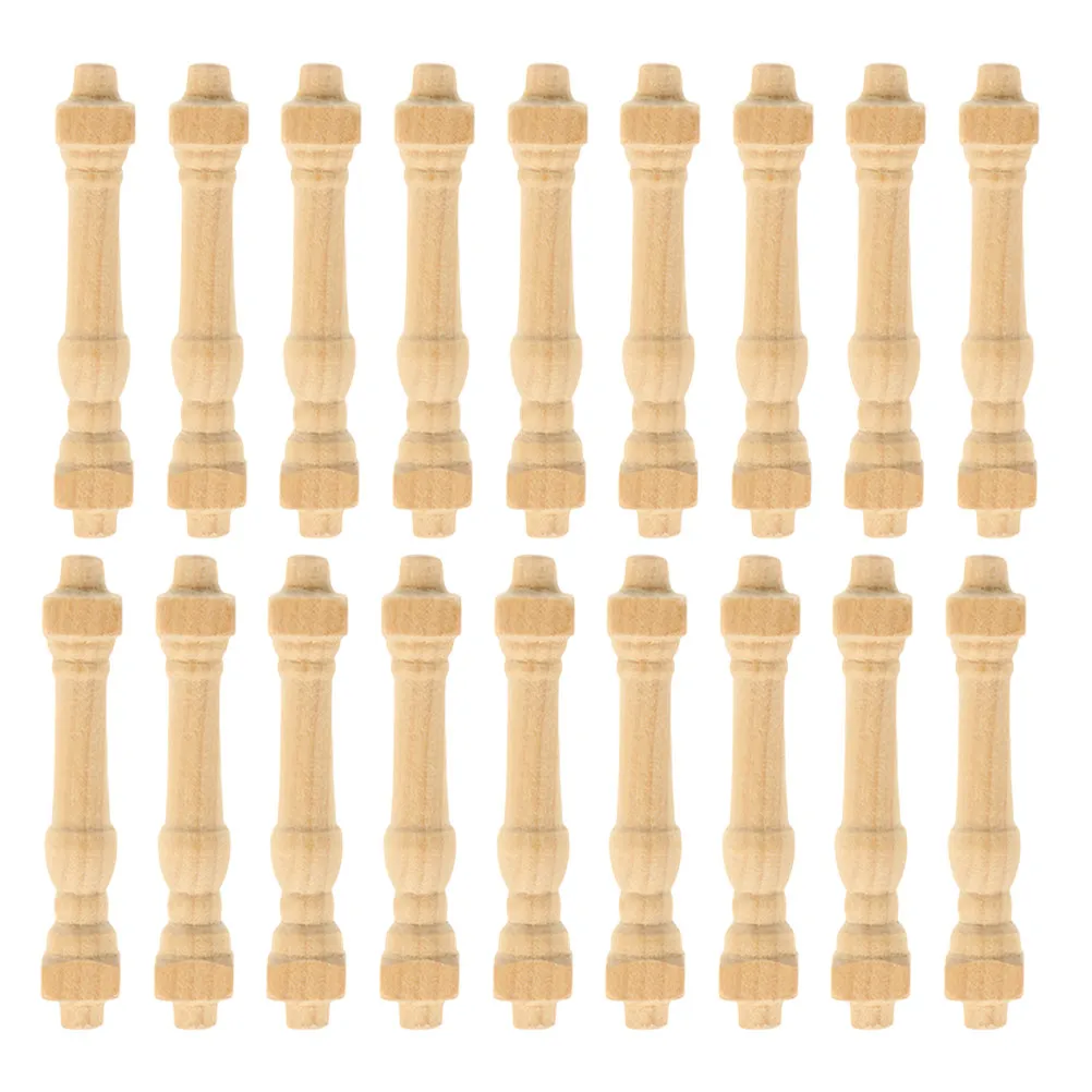 

24Pcs Miniature Wooden Handrails Spindles Dollhouse Furniture Accessories for Bedroom Living Room DIY Staircase Balcony