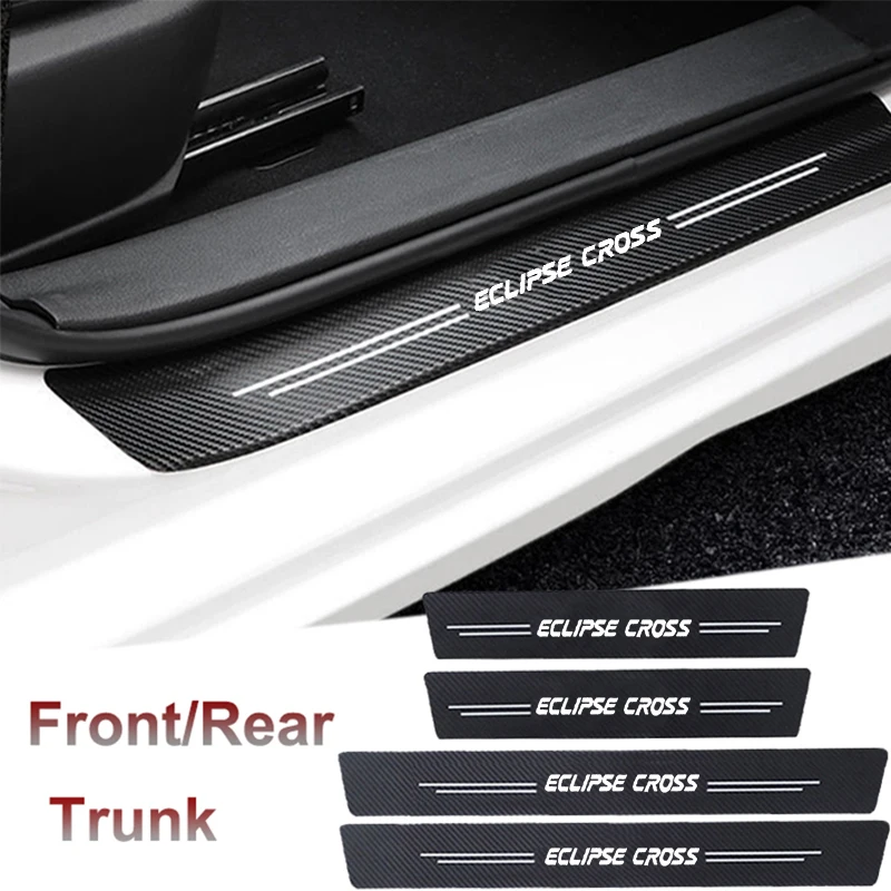 Car Door Threshold Sill Scuff Plate Decals Carbon Fiber Protect Stickers for Mitsubishi Eclipse Cross Trunk Pedal Guards Strip