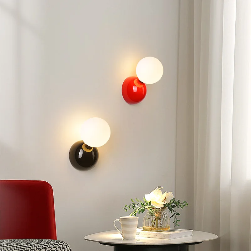 

Cream Wall Lamp Bedroom Bedside Wall Light Children's Room Study Living Room Stairs Corridor TV Background Color Ball Wall Lamp