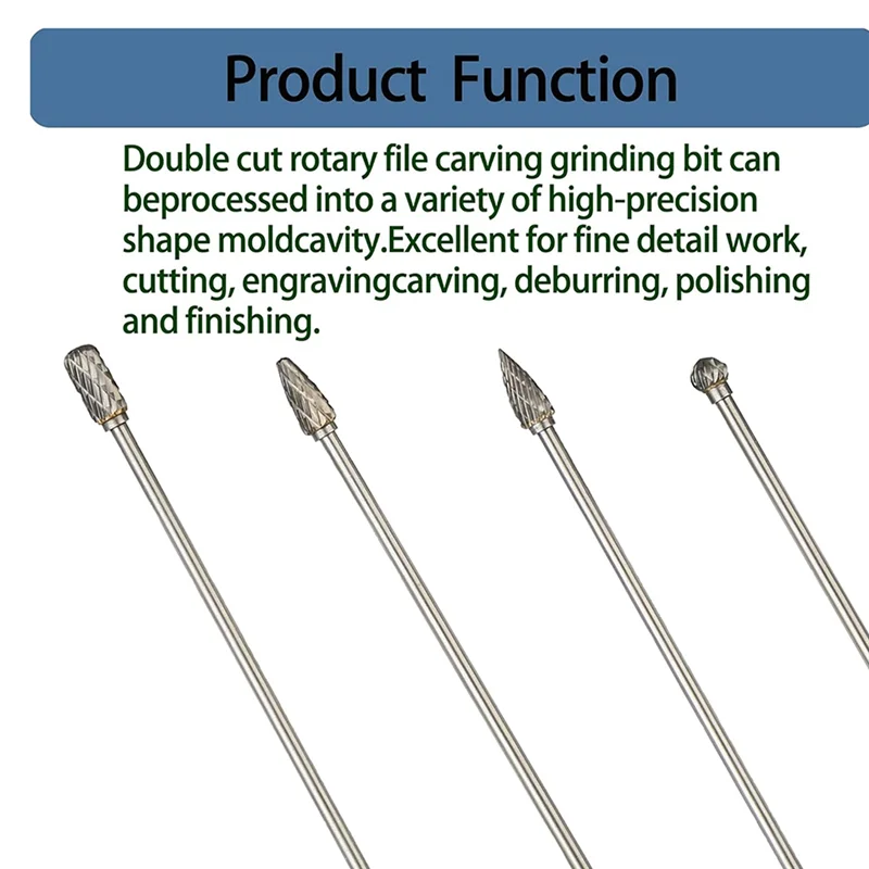 

T98C-4Pcs 6-Inch Carbide Rotary Burr Set 6 Mm (0.25 Inch) Shank Long Reach Double Cut Tungsten Carbide Rotary File Set