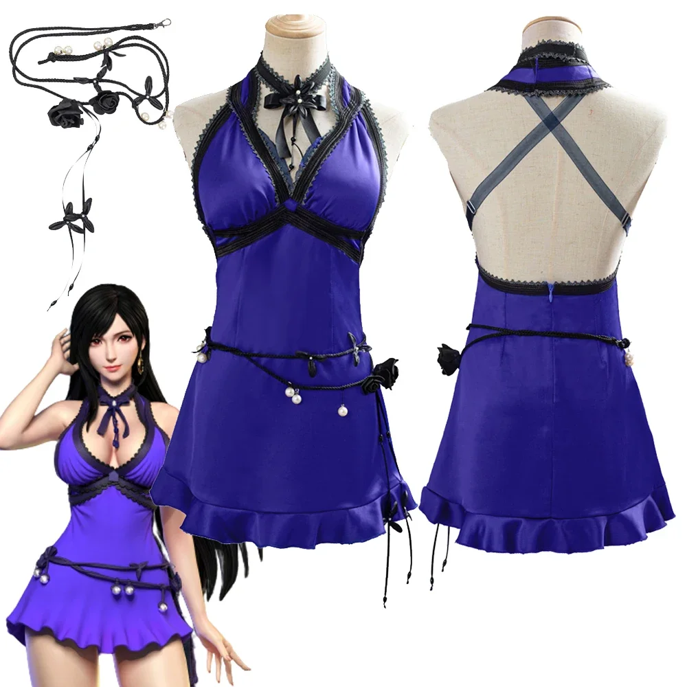 لعبة الخيال النهائي VII تأثيري زي للنساء ، فستان هالوين ، ملابس هالوين ، تمويه ، تنورات مثيرة ، Fantasy ، تمويه ، أنثى