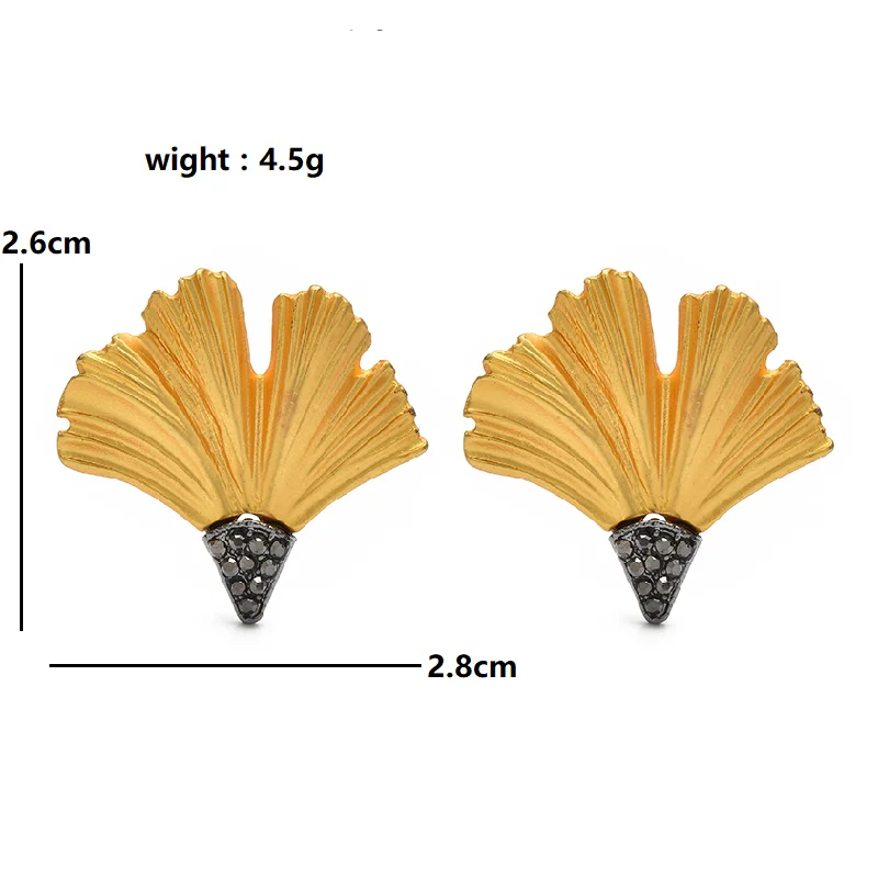 Wuli&baby Beautiful Ginkgo Leaf Stu Earrings For Women Lady Fashion Jewelry Gifts