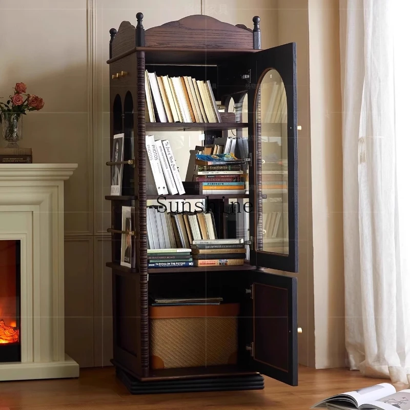 

French retro style rotating bookcase floor-to-ceiling simple shelf