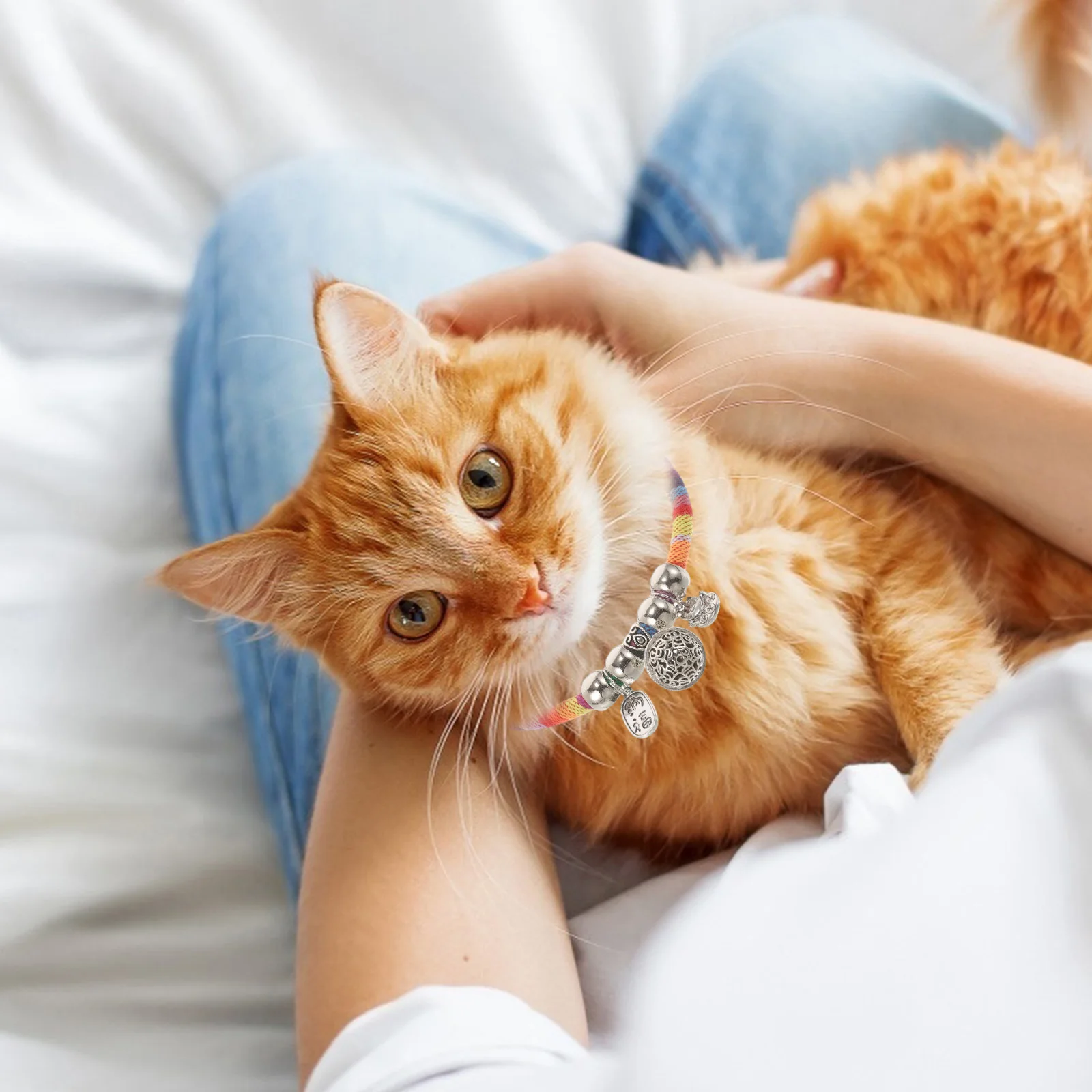 

2Pcs Bell Cat Collar Ethnic Style Adjustable Decorative Pet Collar Ornament for Kitten Dog Daily Party Supplies