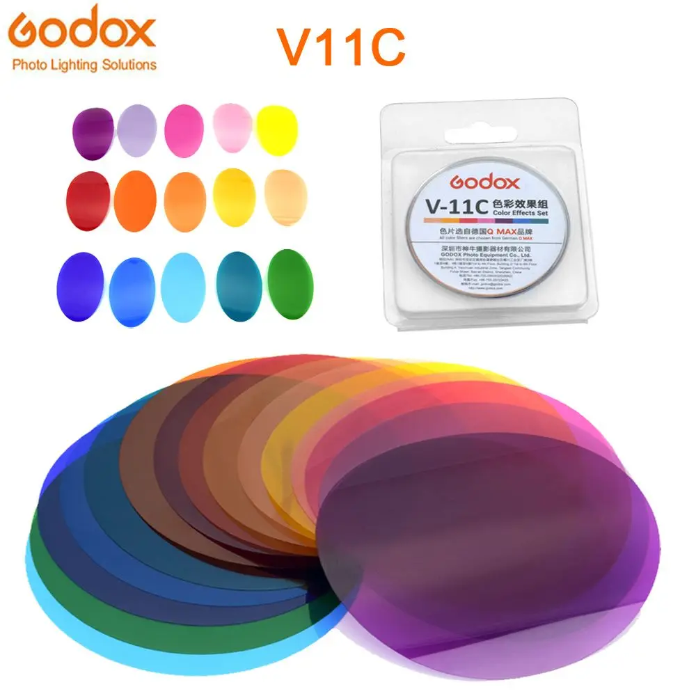 Godox AK-R16 Magnetic Mount Diffuser Plate with V-11C / V-11T Color Effect Gel Set for Godox V1 Series Flash Light Speedlite