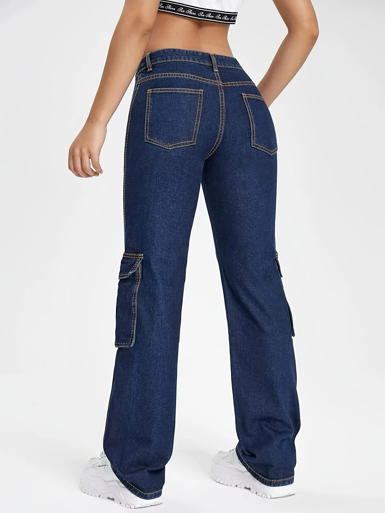 Pantalones Cargo vaqueros americanos con múltiples bolsillos para mujer, estilo callejero, aspecto holgado, ajustados, versátiles, pantalones vaqueros de cintura alta, novedad de otoño e invierno