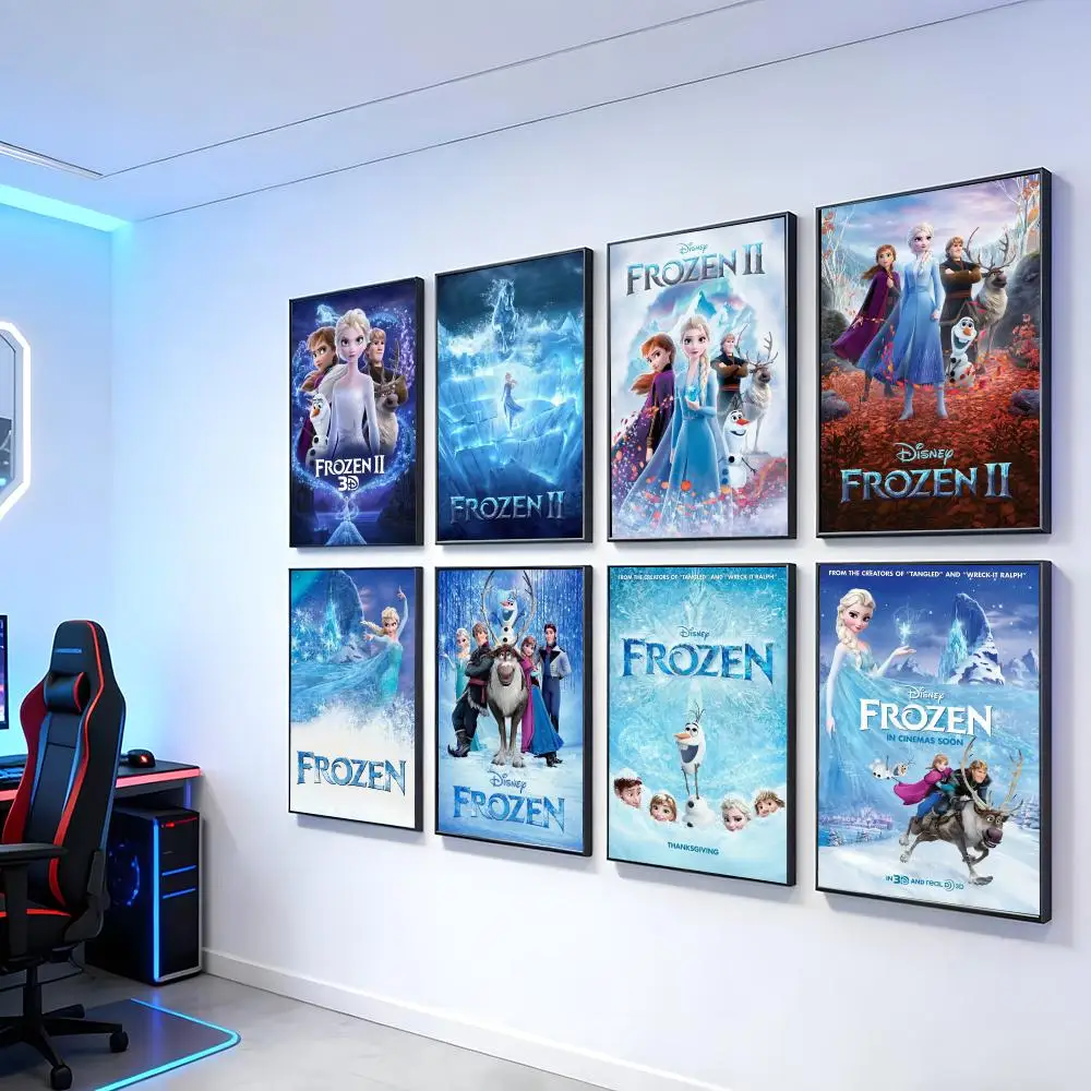 Póster artístico de dibujos animados F-frozen-n, arte de pared elegante para el hogar, oficina, baño ‌   Decoración del Hogar