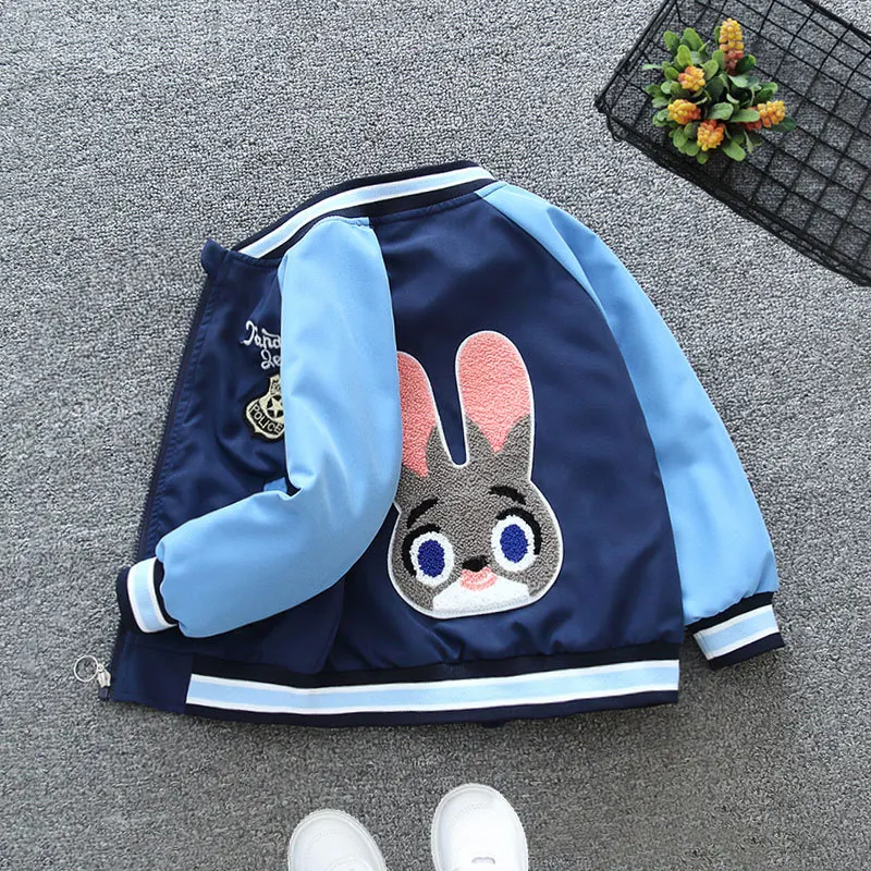 Spring Cartoon Rabbit Judy Baby Girls Baseball Uniform Windproof Breathable Children's Clothing Student's Jackets Kids Coats