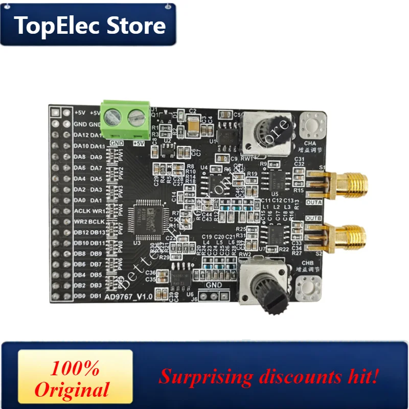 TopElec AD9767 Module Dual channel 14 bit 125MSPS high-speed DAC waveform generator digital to analog converter module