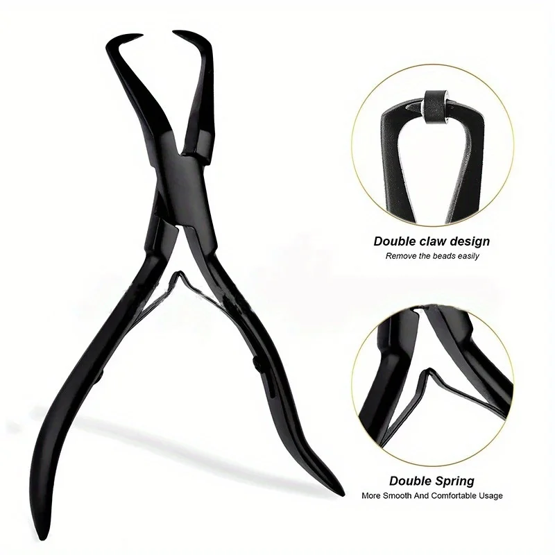 

1 PC 5.5 Inch Silver Stainless Steel Clamp Hair Extension Plier with Two Hook Keratin Hair Extensions Removal Tools