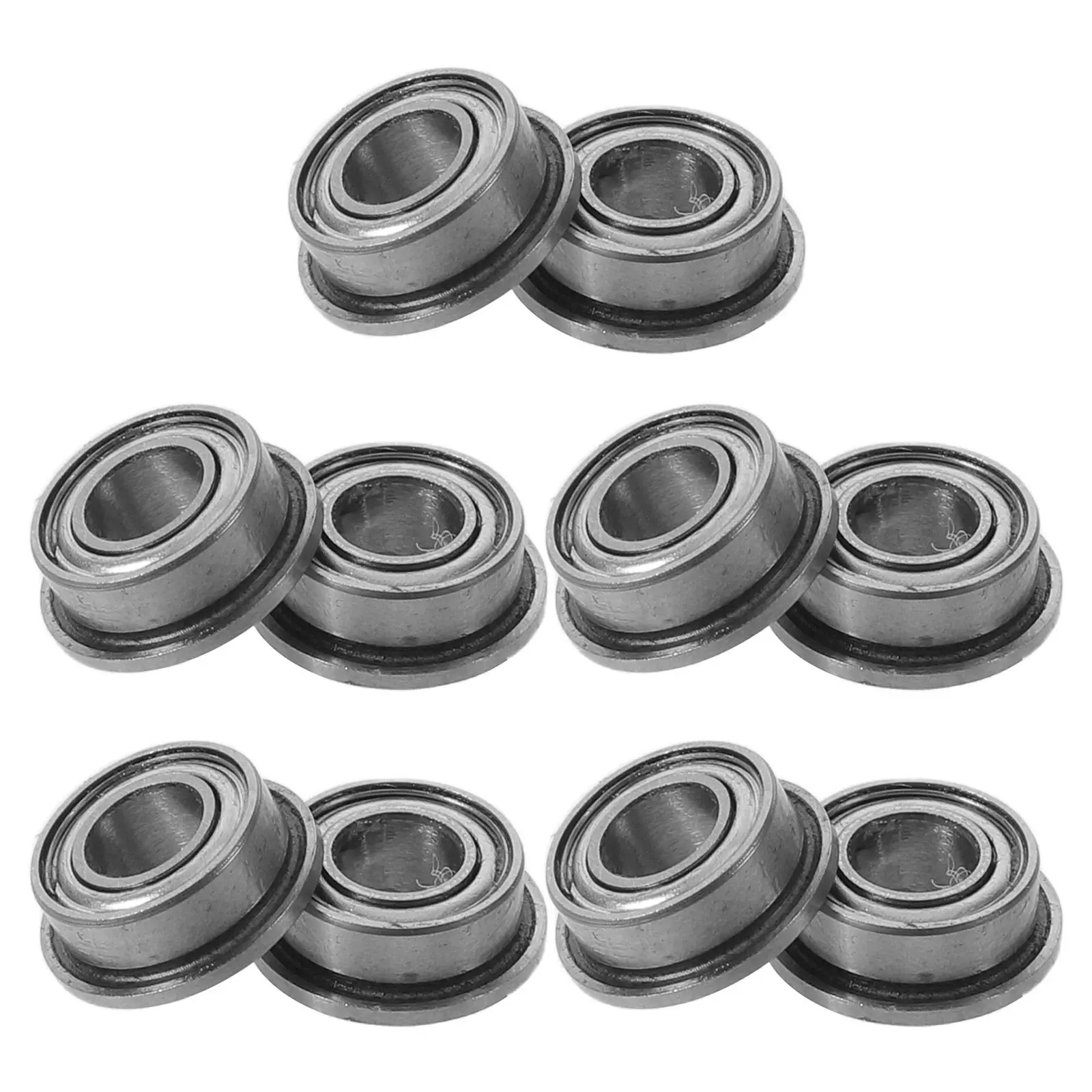 10Pcs Stainless Steel Flange Bearing Industrial Strength Heavy Duty Precision Ball Bearing Set for Power Tools Skateboards
