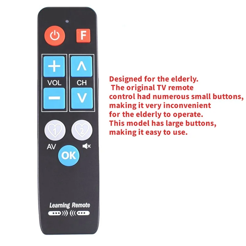 ABAC-mando a distancia Universal IR Learn, 9 botones grandes para TV-BOX antiguo, DVD, STB, VCR, calentador de TV, control remoto de aprendizaje
