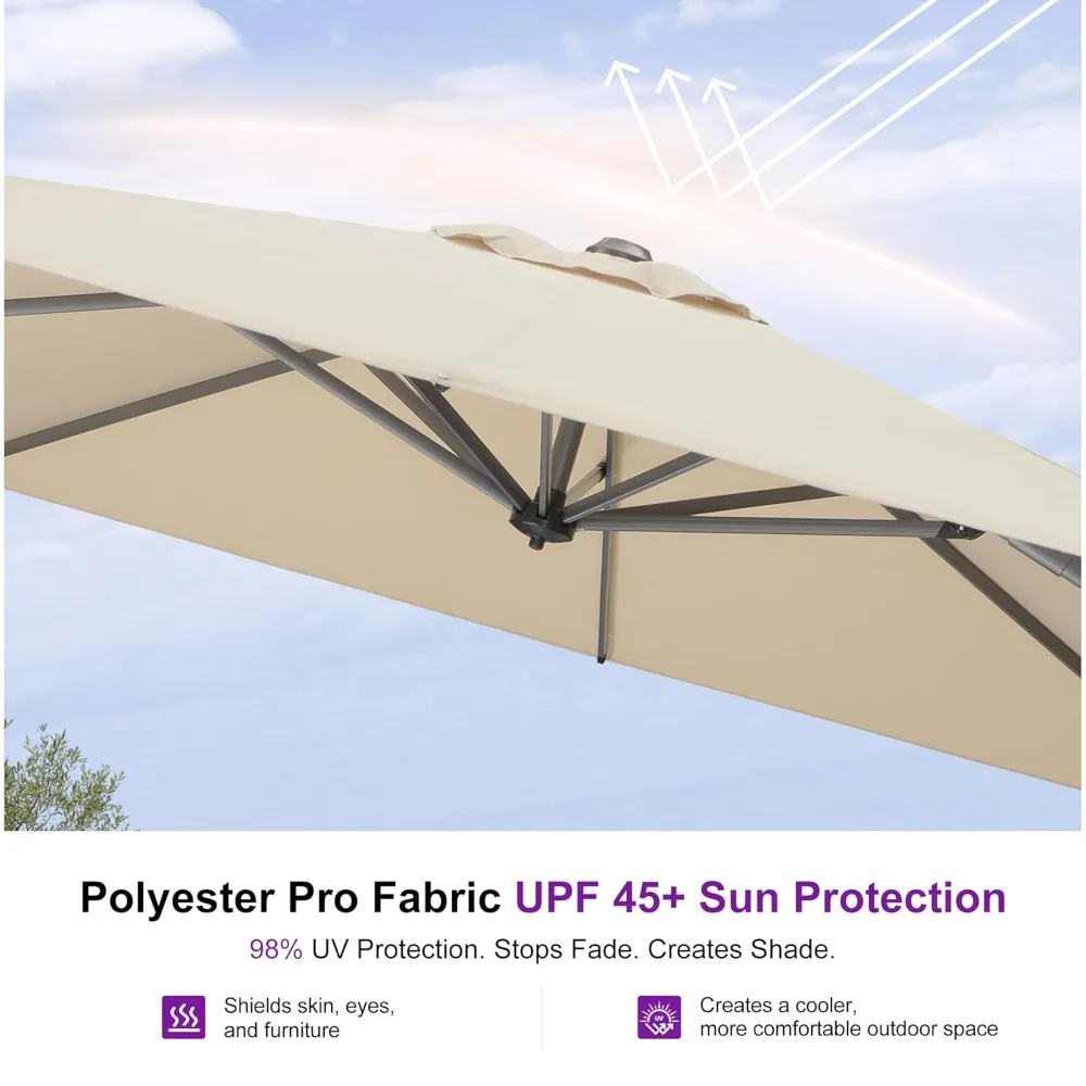 

9' X 11.5' Patio Umbrella with Base Outdoor Cantilever Rectangle Umbrella Offset Umbrella with 360-degree Rotation, Customized