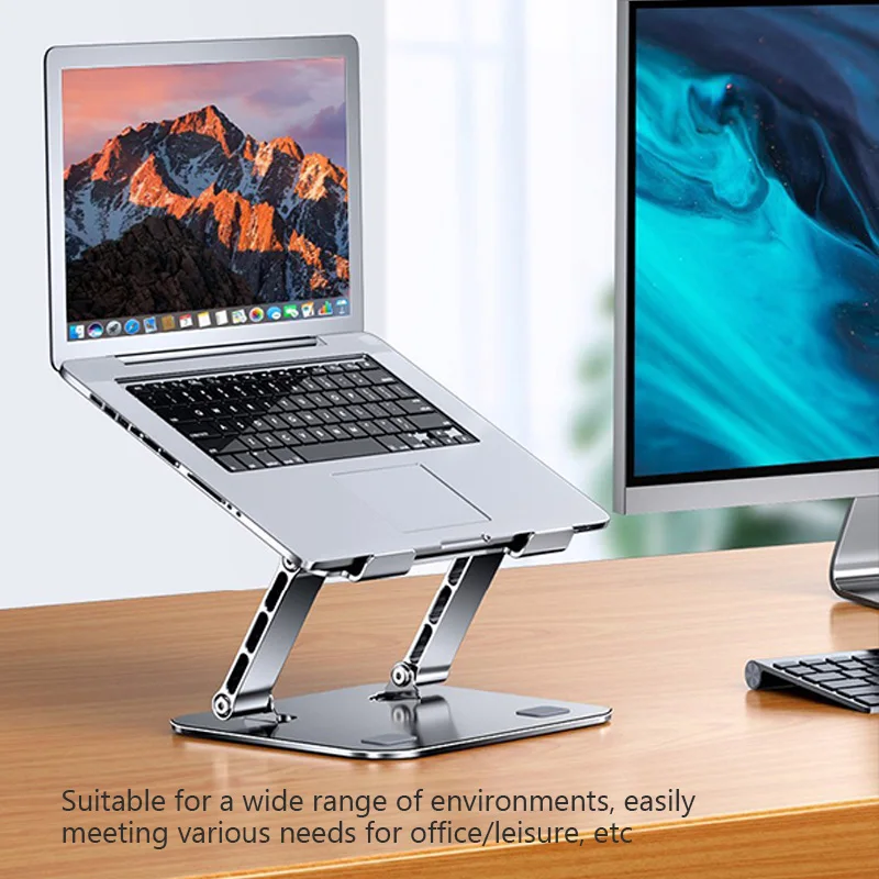 Imagem -05 - Alumínio Laptop Stand Desktop Lift Base Pode Ser Dobrado e Aumentado Singlelayer Suporte de Leitura Ajustável Office Stand Dissipação de Calor