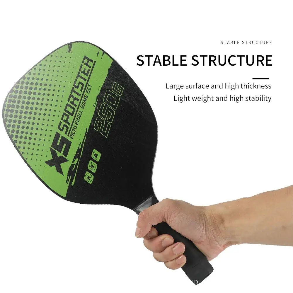 2pcs/set Wooden Pickleball Rackets Green with Bag Pickleball Paddle Set Beginner 4pcs Pickleball Balls Pickle Ball Equipment