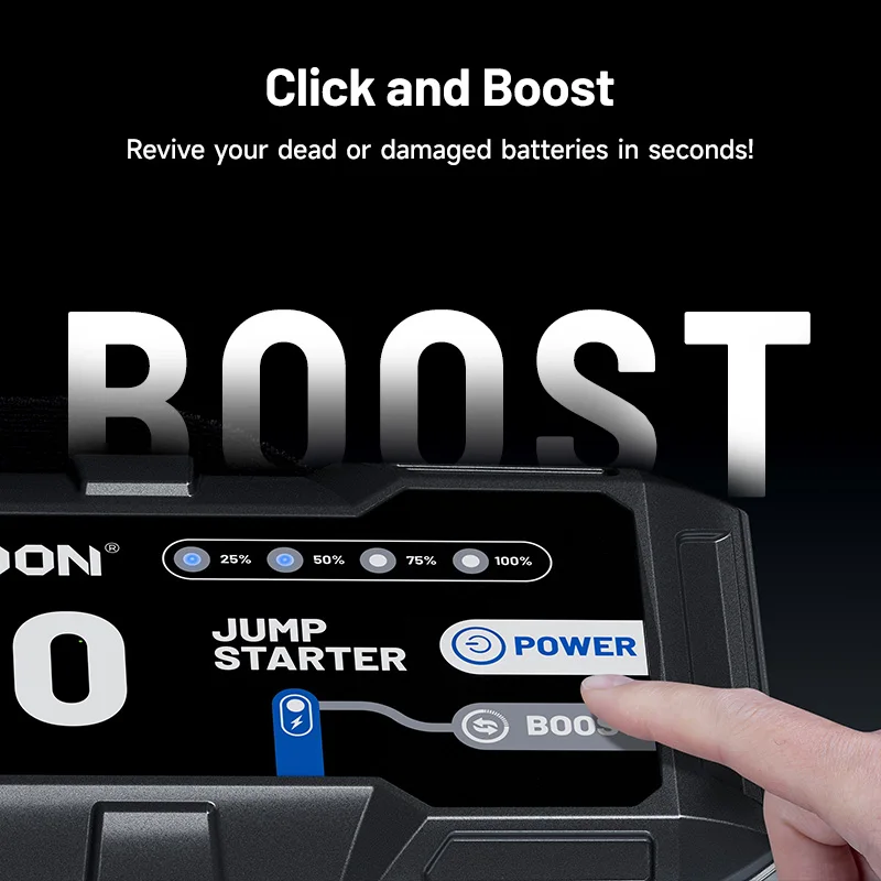TOPDON V3000 3000A PD60W Bi-Directional Fast Charging Car Jump Starter Booster Portable Car Booster Super Capacitor Jump Starter
