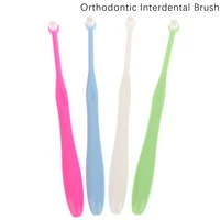 Cepillo Interdental de ortodoncia, herramienta de limpieza de dientes suaves de un solo haz, cuidado bucal, cabeza pequeña, implante de cabello suave para adultos