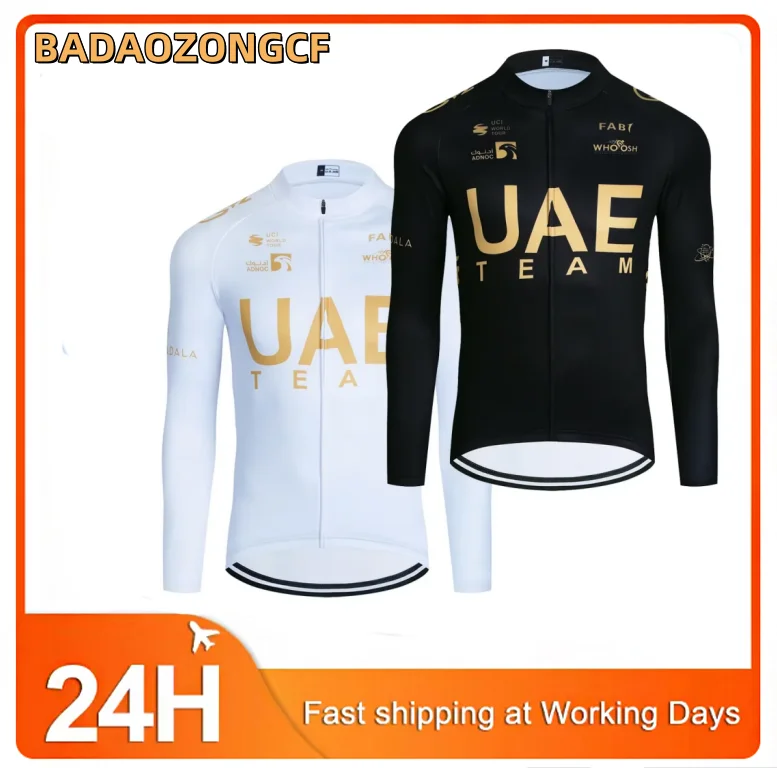 2025 Gold UAE  Winter Cycling Jackets Men Women Fashion Ropa Ciclismo Thermal Fleece Bike Maillot Jersey