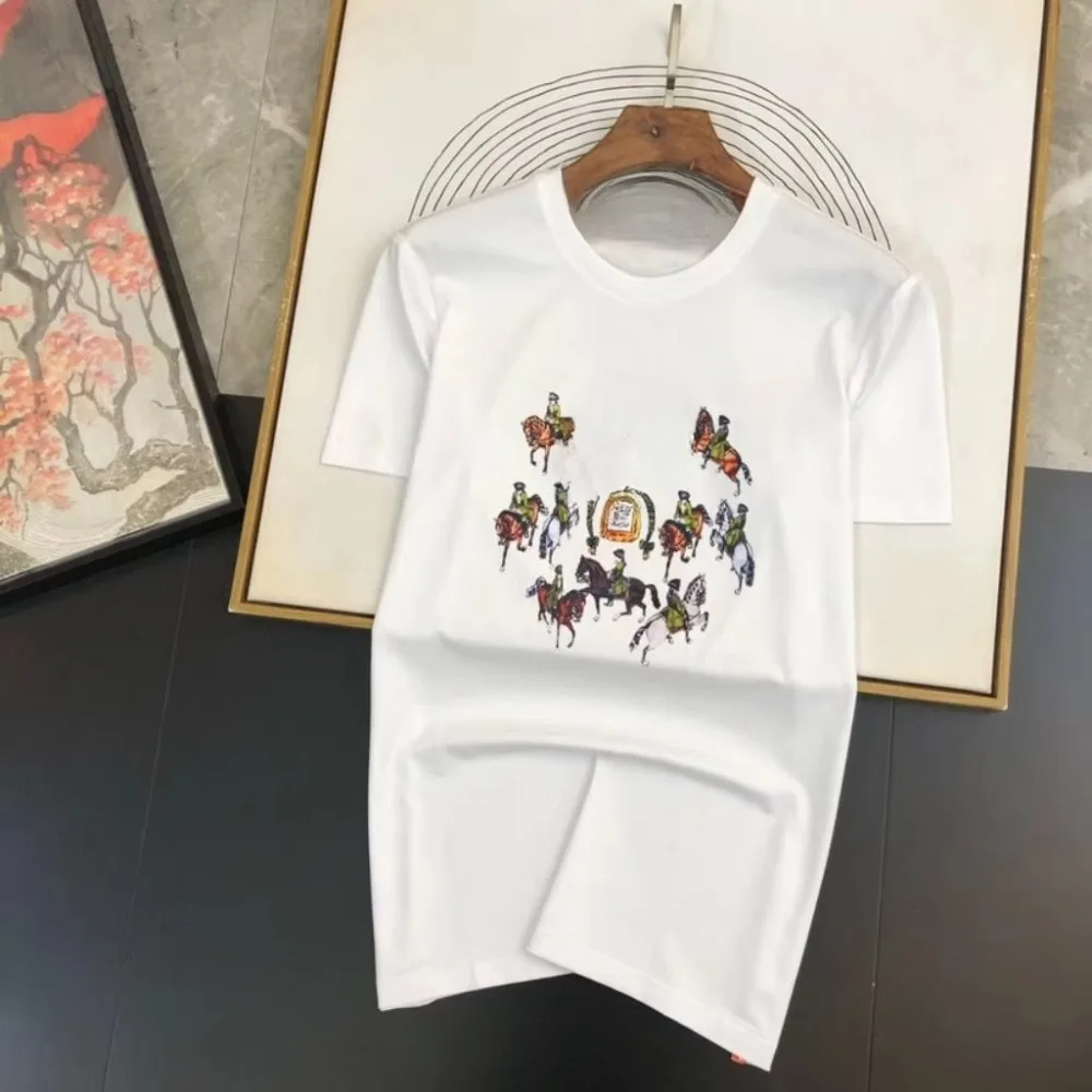 

Fashion Trend Luxury Brand Top T-shirt Women's Casual Loose Large Size Round Neck Printing Pure Cotton Summer Slim Short Sleeve
