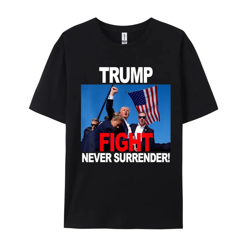 Trump Fight Tshirts NEVER SURRENDER Trump New Tshirts Take America Back T Shirts for Men Funny Hot Sale Print Tee Shirt Man