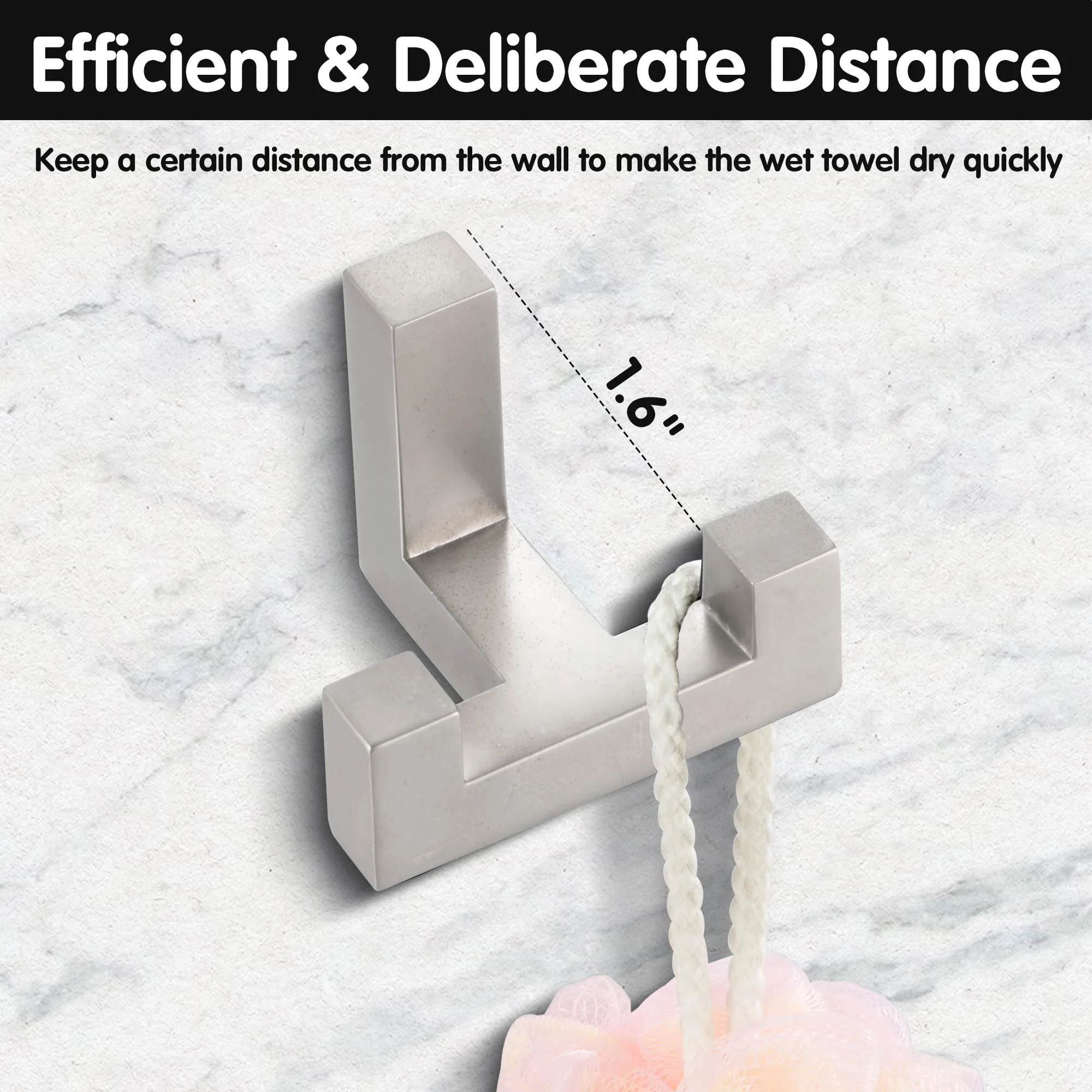 SARIHOSY 5Pcs Silver Double Wall Hook Coat Hook for Kitchen Bathroom Accessories Wall Mounted High Load-bearing Hooks
