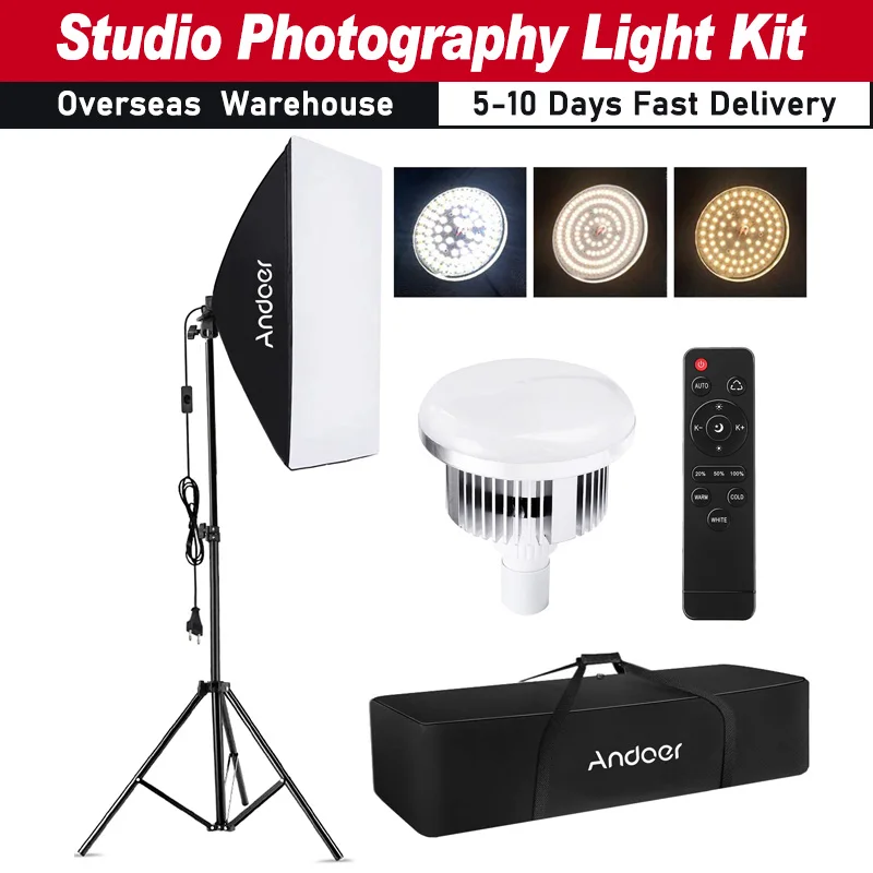 Andoer Studio Photography Light kit Softbox Lighting Set with 85W 2800K-5700K Bi-color Temperature LED Light Softbox for Studio