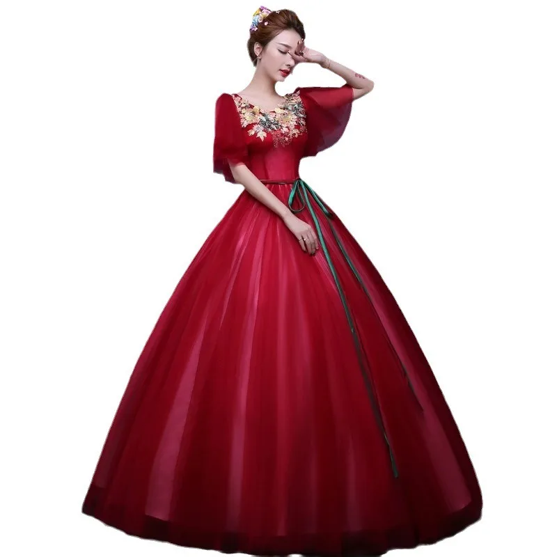 2025 New Actress Yashi Embroidered V-neck Mesh Evening Dress Fashionable High Quality Slimming Stage Solo Long Pendant Dress