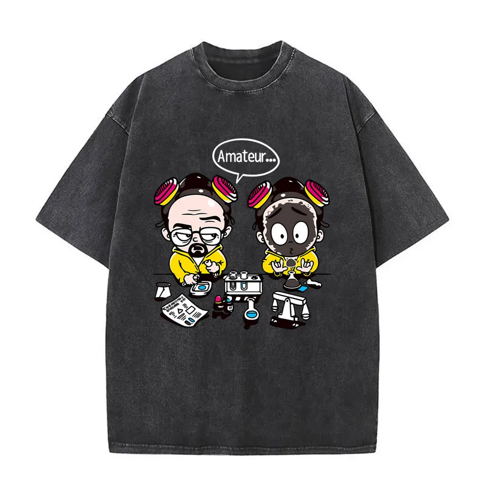 TV Series Breaking Bad Vintage Washed T-shirt Jesse Pinkman Graphic T Shirt Men Women Casual Retro Oversized T-shirts Streetwear
