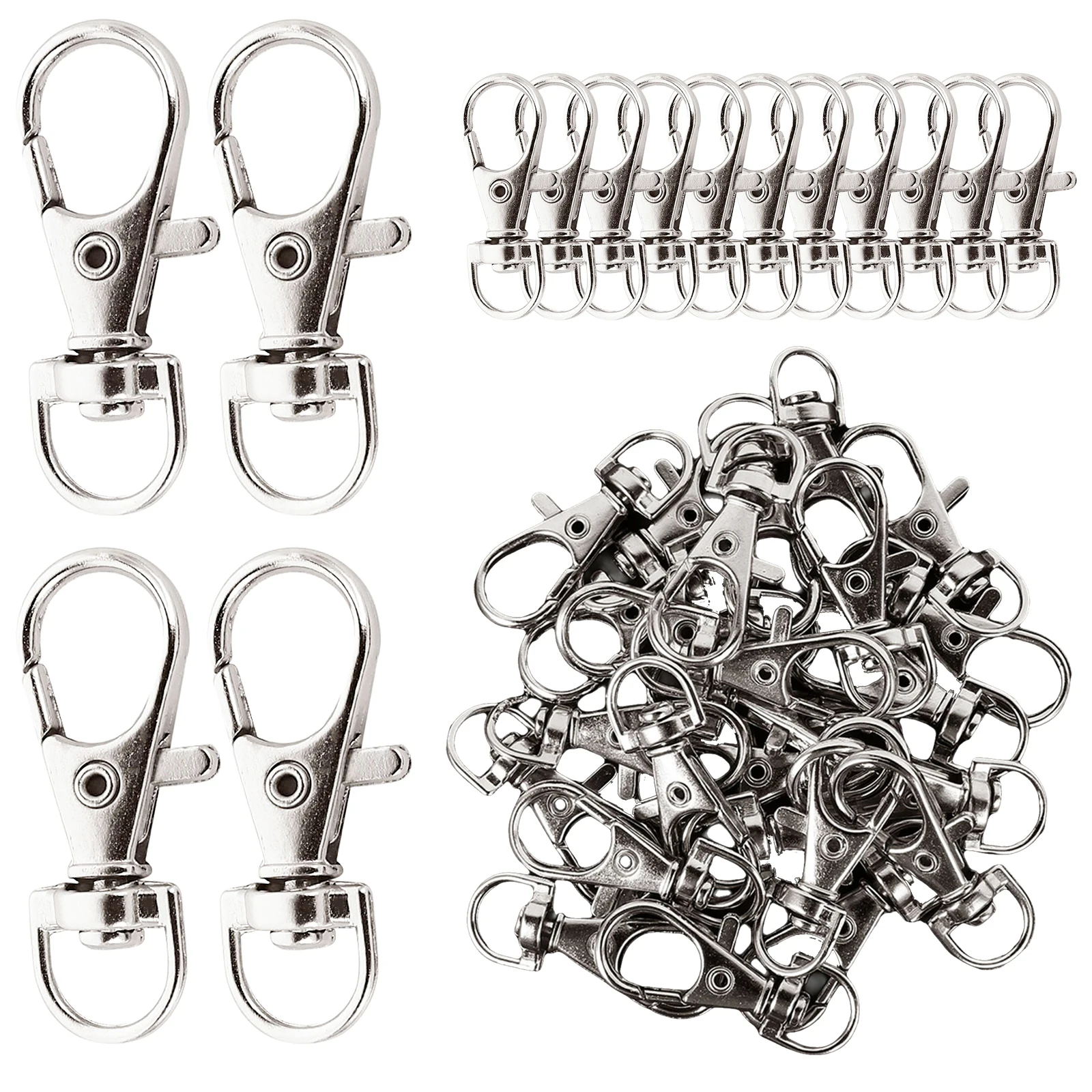 25–200 Stück drehbare Karabinerverschluss-Karabinerhaken aus Edelstahl, Schlüsselanhänger-Verschluss, D-Ring-Karabinerhaken für Schlüsselanhänger, Schmuck, DIY-Handwerk – Detail 9