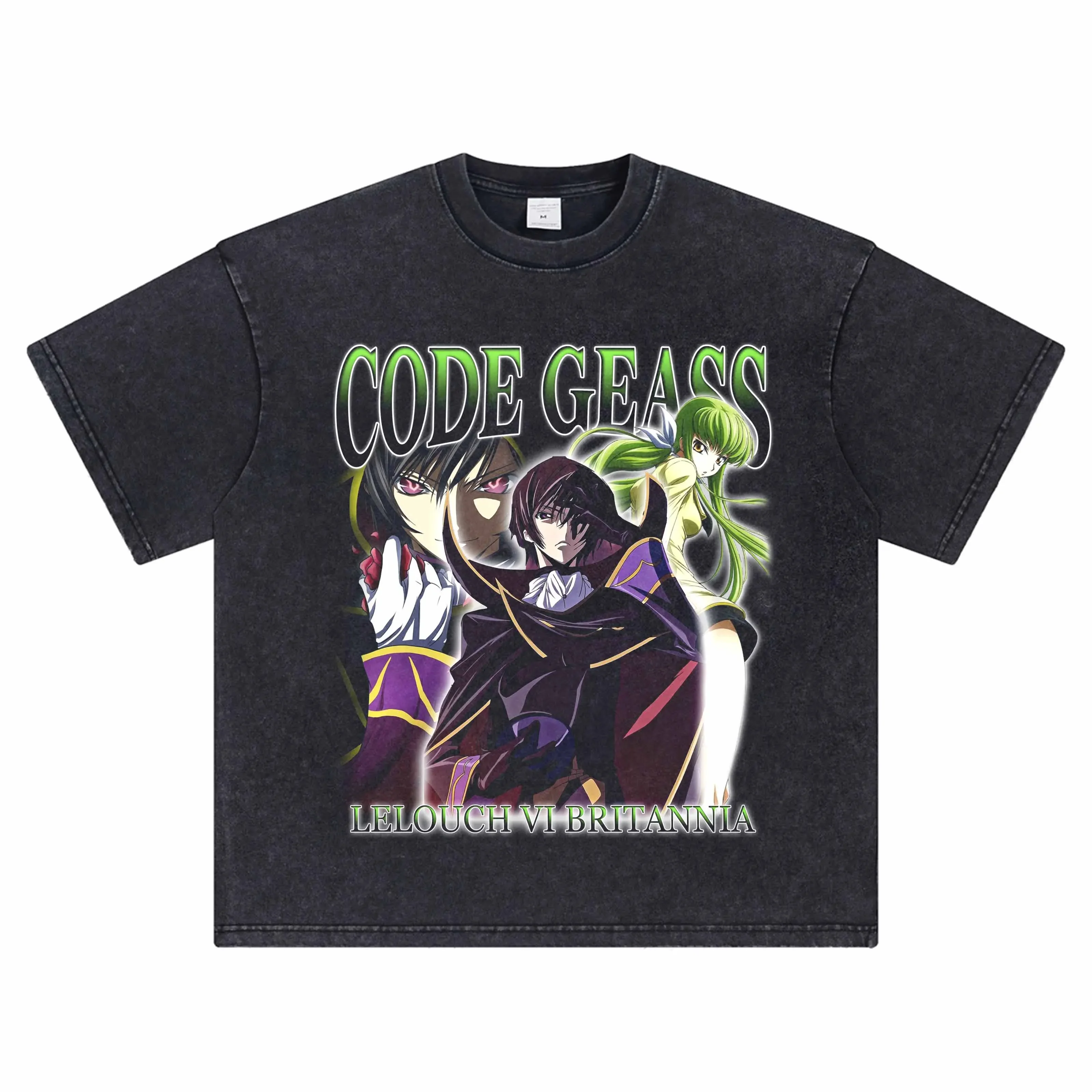 

2025 Rebellious Leluco T-shirt, Anime 2D Print Short-sleeved CC Washed Retro Distressed Top, Vintage Men