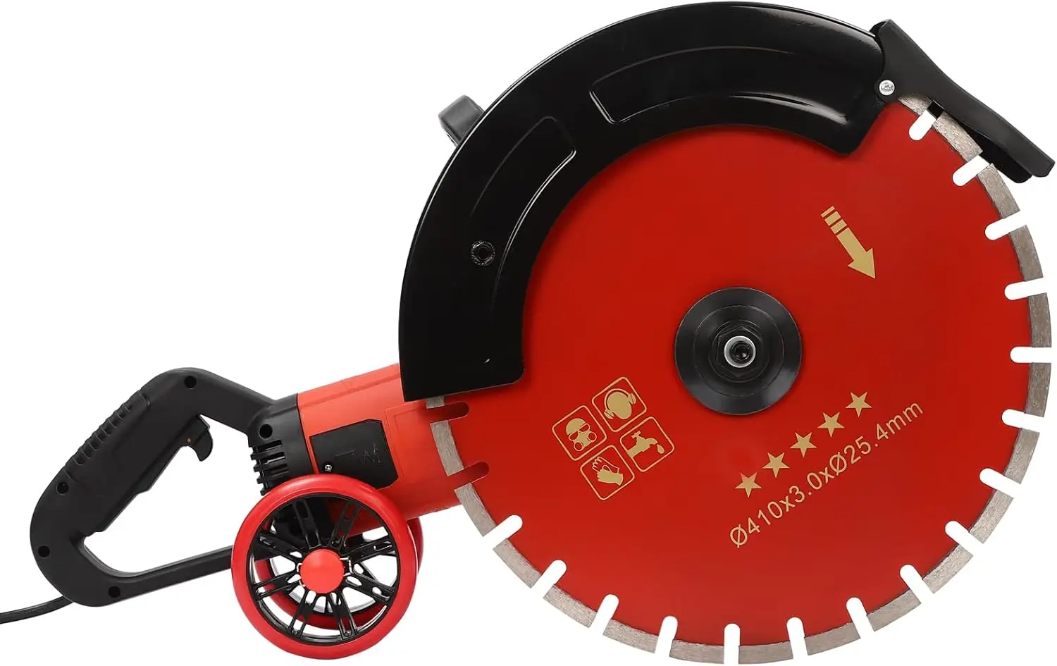 4000W Electric Concrete Saw, 14/16 In Circular Saw Cutter With 5.3/6.5 In Cutting Depth, Wet/Dry Disk Saw Cutter Includes Water