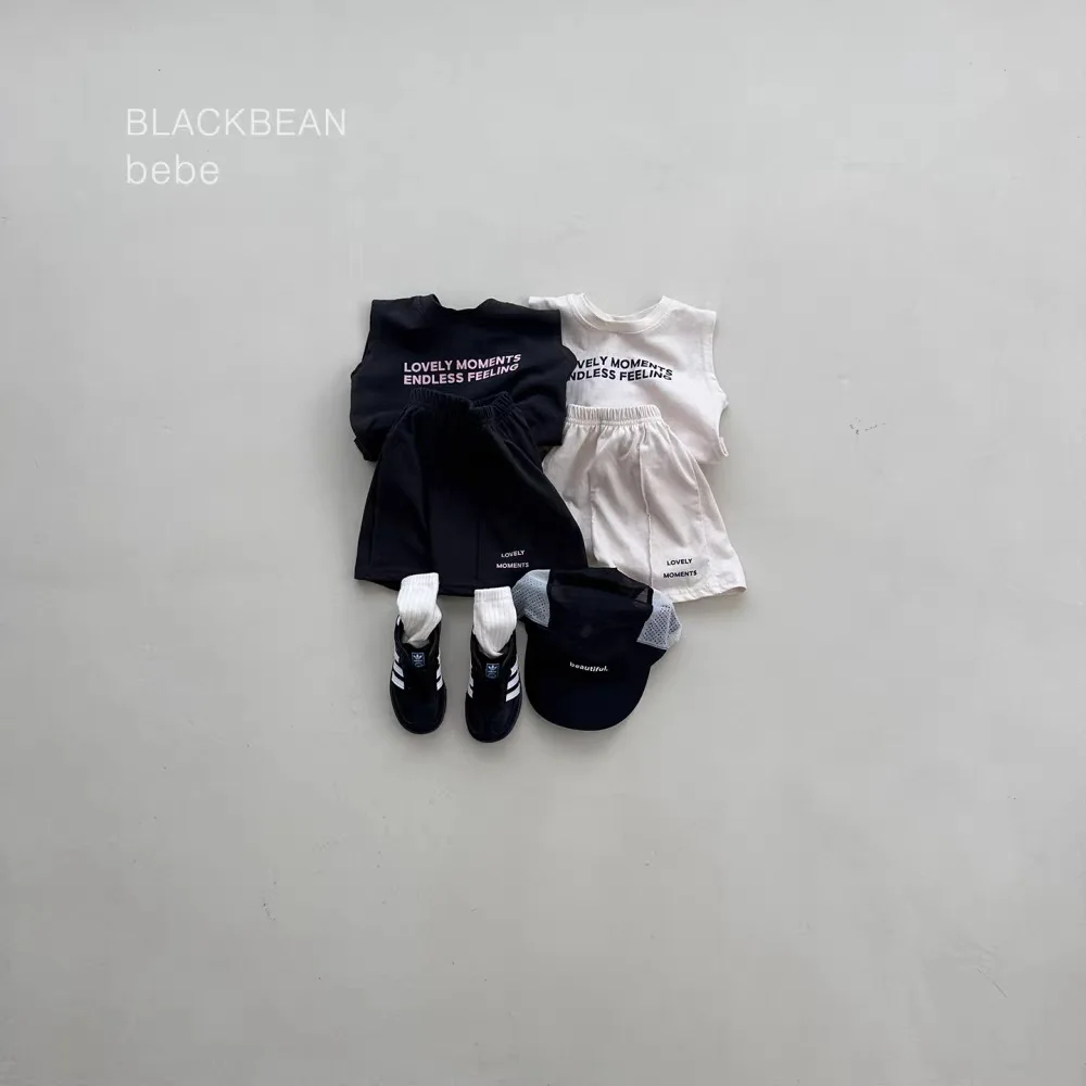 2026 Summer New Baby Sleeveless Clothes Set Letter Print Children Casual Vest + Shorts 2pcs Suit Cotton Toddler Outfits