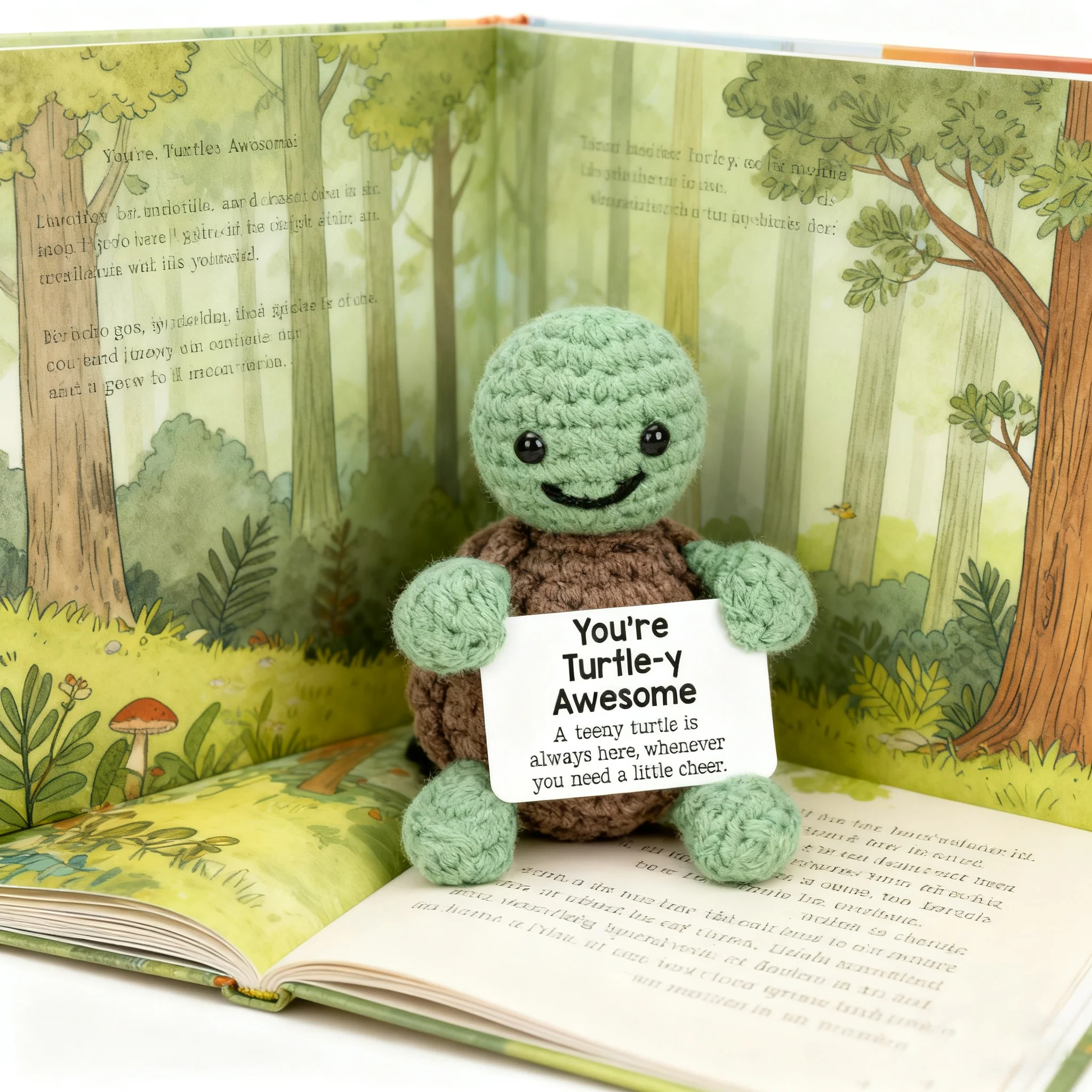 New Knitted Positive Turtle Doll Handmade Amigurumi Doll  Emotional Support Kawaii Animal Stuffed Toy for Kids & Friends gift