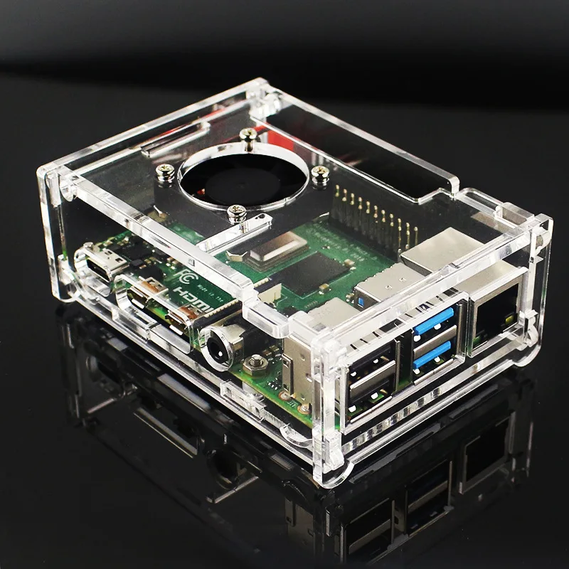 

Raspberry Pi 4B Acrylic Transparent Case with Cooling Fan and 3.5 Inch Display Mount