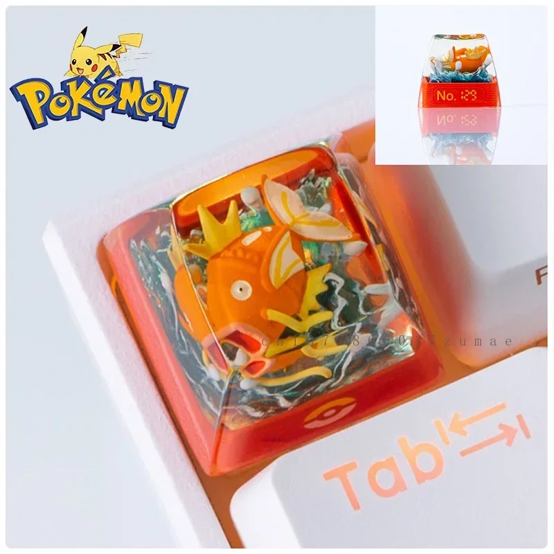 Japan Anime Pokemon Custom Resin Micro Transparent KeyCap Magikarp Keycaps Mechanical Creative Computer Keyboard Cap Cute Gift