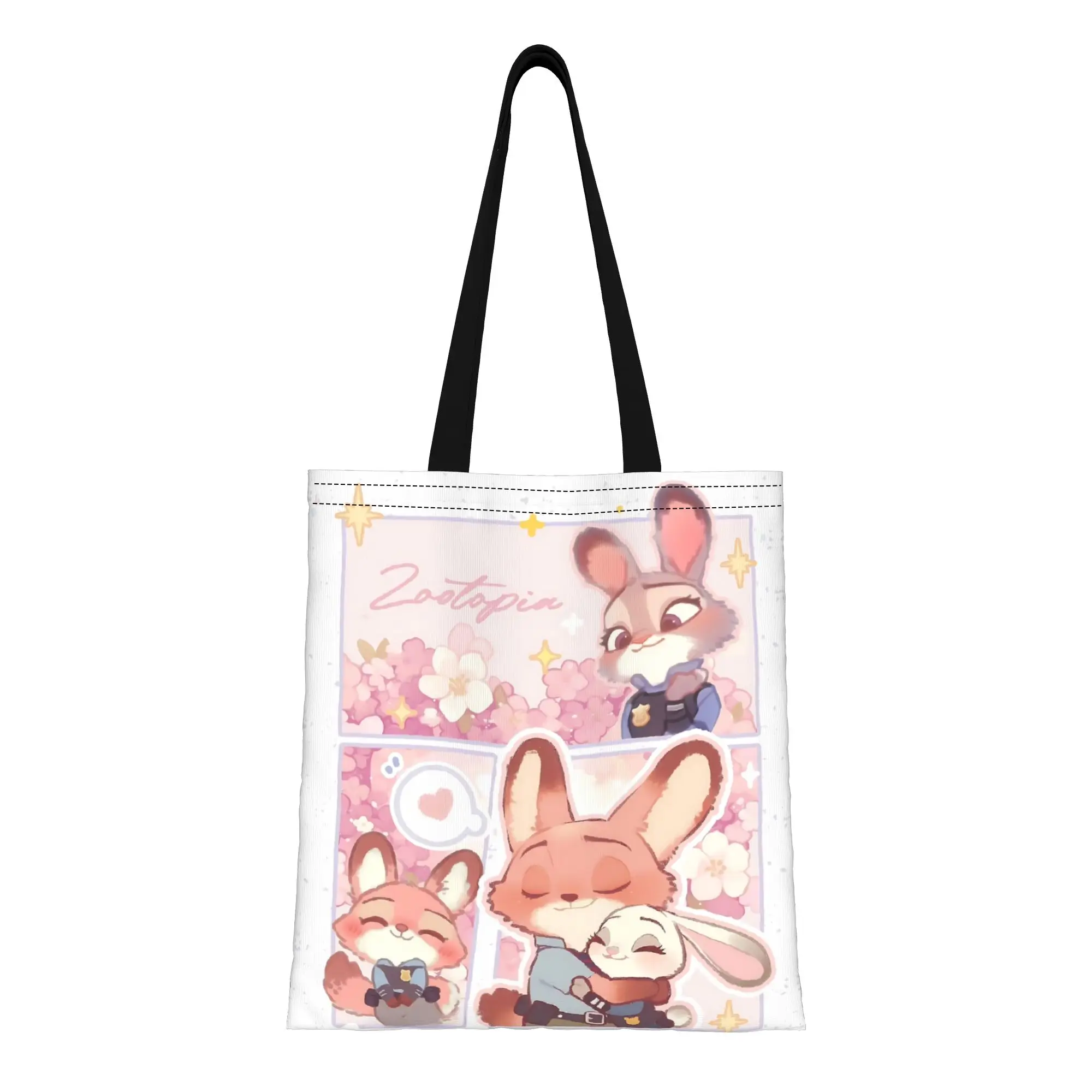 

1 шт. вместительная холщовая сумка-тоут в стиле комиксов Disney Zootopia 2 с Джуди и Ником, складная, с шикарным узором, подарок на первый день в школе