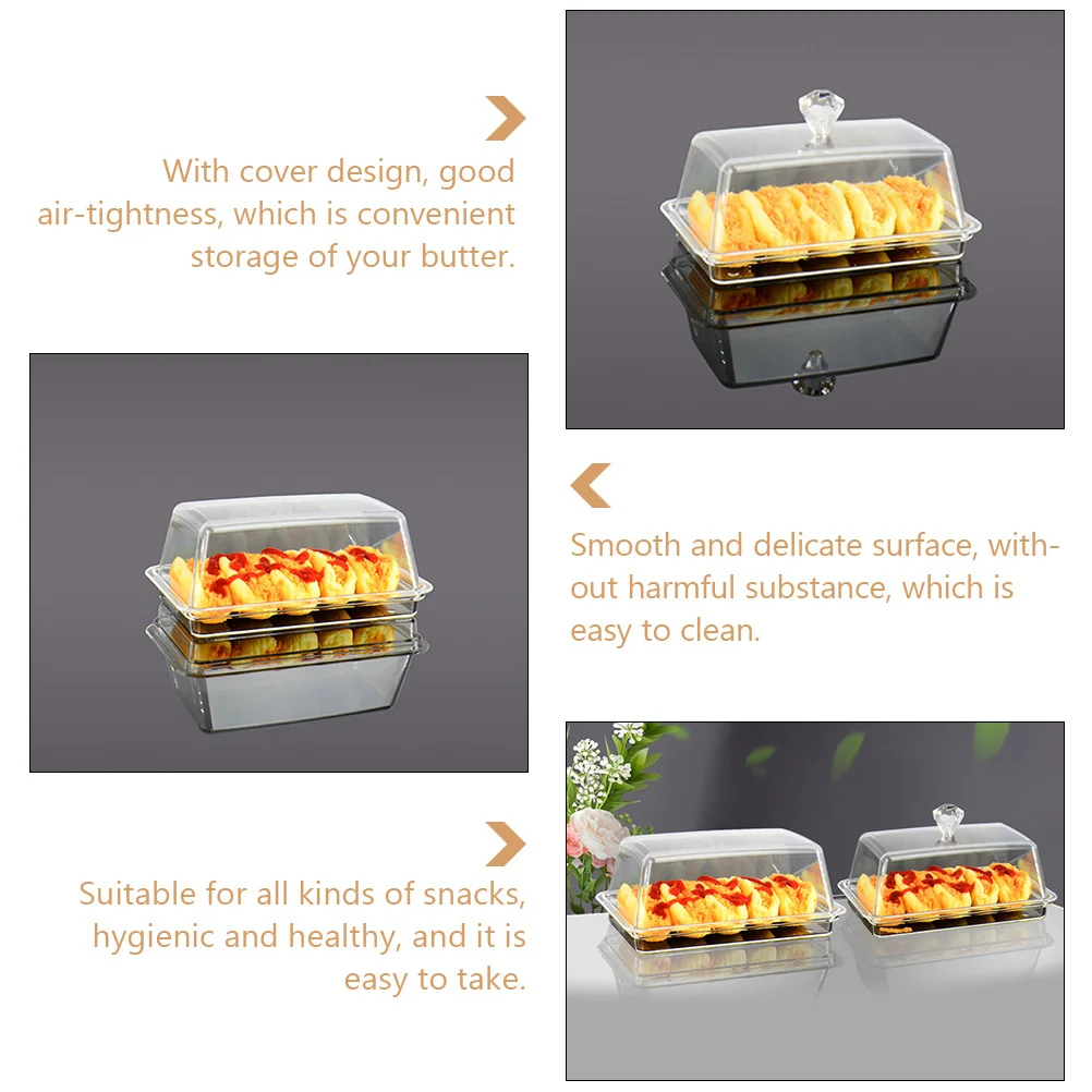 

2Pcs Transparent Butter Box Acrylic Holder Airtight Butter Storage Container Kitchen Tray Cake Storage Box